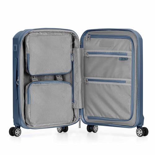 Traveler's Choice Pagosa Hardshell Expandable Luggage with Spinner Wheels, Slate Blue, 22-Inch Carry-on