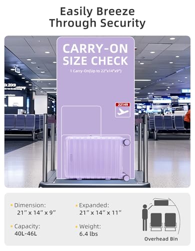 LARVENDER Carry On Luggage 22x14x9 Airline Approved, Suitcases with Wheels