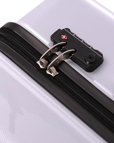 Coolife Carry On Luggage, Suitcase with Durable and Lightweight, carry on suitcase with PC+ABS Hardshell, Dual Spinner Wheels, TSA Lock, and YKK Zipper(white grid new, S(20in)_carry on)