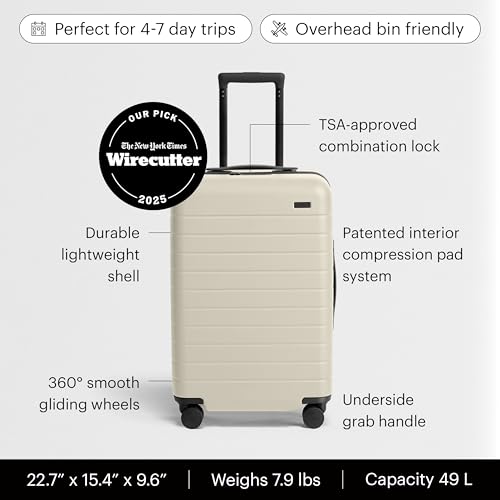 Away Carry-On Luggage - 22-Inch Lightweight Hardside Suitcase with 360° Spinner Wheels, Interior Compression System, TSA-Approved Lock - Salt White Matte