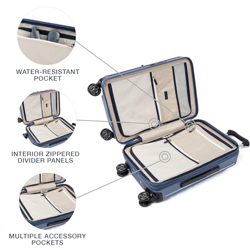 Travelpro Platinum Elite Hardside Expandable Carry on Luggage, 8 Wheel Spinner, TSA Lock, Hard Shell Polycarbonate Suitcase, Dark Sky Blue, Carry on Laptop Pocket 21-Inch