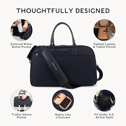 Nomad Lane Carry-On Luggage Duffel Bag, Durable & Lightweight Suitcase. Bento Bag, Personal Item Weekender Travel Bag for Men & Women, Black