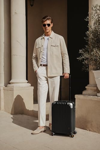 LEVEL8 Carry on Luggage Airline Approved, Hardshell Suitcases with Spinner Wheels, PC Expandable Luggage, 20 Inch, Black