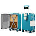 Hanke 20 Inch Top Opening Carry On Luggage with Cup Holder, Hard Shell Suitcase with Spinner Wheels, USB Ports, TSA Lock Aluminum Frame, Dry Wet Separation & Removable Divider, Caribbean Blue