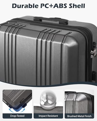 Coolife Luggage PC+ABS Hardshell Suitcase with TSA Lock, Spinner Carry On Lightweight (white, S(20in_carry on))