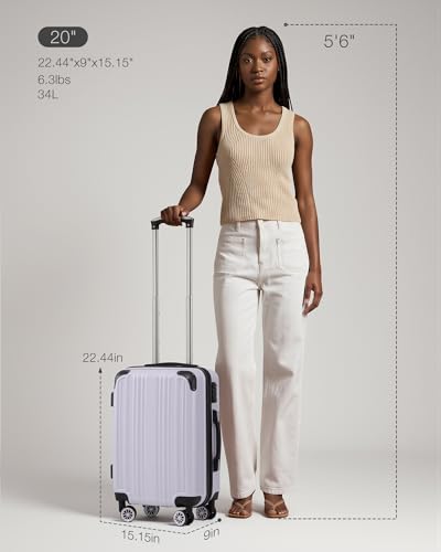 Coolife Carry On Luggage, Suitcase with Durable and Lightweight, carry on suitcase with PC+ABS Hardshell, Dual Spinner Wheels, TSA Lock, and YKK Zipper(white grid new, S(20in)_carry on)