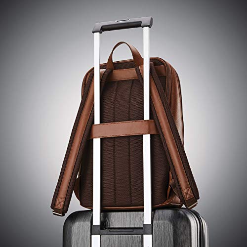 Samsonite Classic Leather Slim Backpack, Cognac , One Size