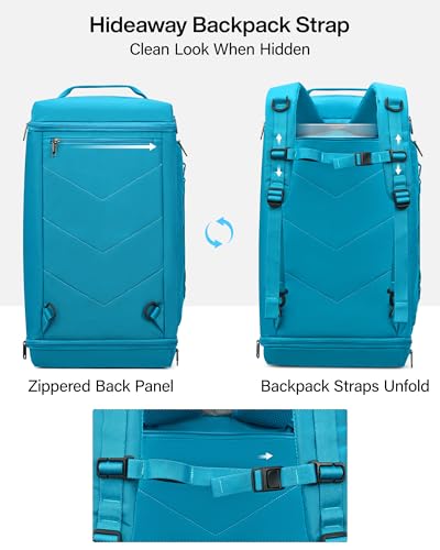 Hanke Duffle Bag for Travel, Dual Expandable 45L-55L Carry On Duffel, 3 In 1 Weekender Tote, Water Resistant Overnight Bag with 15.6" Compartment for Men Women, Caribbean Blue