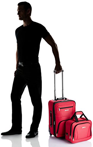 Rockland Fashion Softside 2 Piece Luggage Set, Expandable, (14" Tote/19" Upright), Red