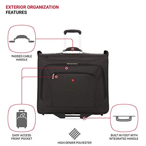 SwissGear 7895 Premium Rolling Garment Bag, Bonus Hanging Feature, Men's and Women's, Carry-on Luggage - Grey Heather