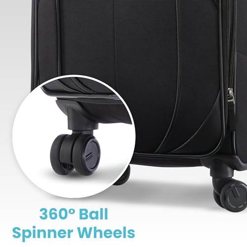 American Tourister 4 KIX 2.0 Expandable Softside Luggage with Spinner Wheels, 20 SPINNER, BLACK