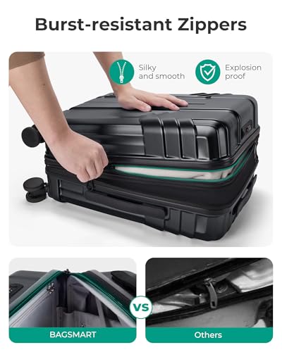 BAGSMART Expandable Carry On Luggage 22x14x9 Airline Approved, Black