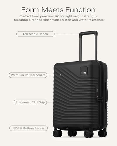Coolife Carry On Luggage Expandable Hardside Upgrade PC Durable Lightweight Travel Suitcases with Dual Spinner Wheels & TSA Lock (Black, Carry-On 20-Inch)