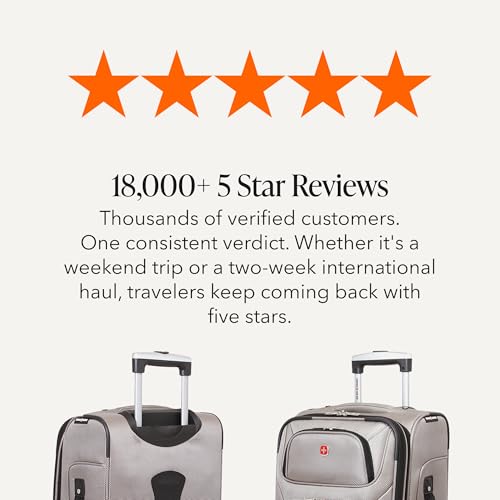 SWISSGEAR Sion Carry-On Spinner Luggage, Softside Expandable, Lightweight Suitcase, Pewter, 22.75-Inch