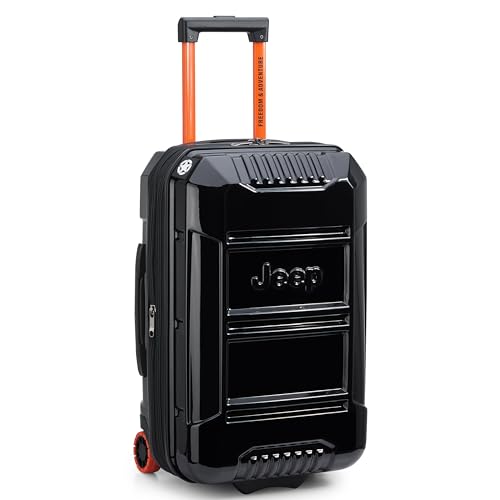 Jeep JH003B Hardside Expandable Luggage with Two Wheels, Black, Carry-On 21 Inch