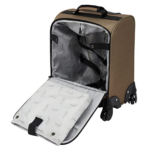 Wrangler 17" Underseat Spinner Carry-On Luggage, Mocha