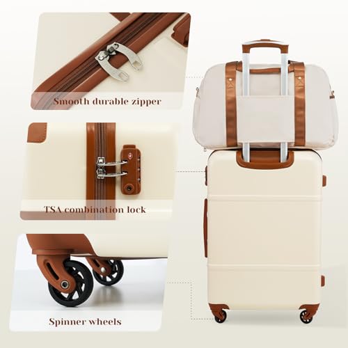 Coolife Luggage Set 3 Piece Suitcase Set Carry On Luggage PC Hardside Luggage TSA Lock Spinner Wheels Telescopic Handle