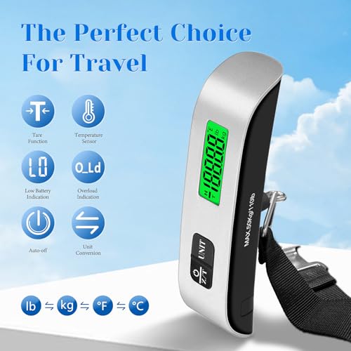 Luggage Scale, 110lb/50kg Portable Luggage Weight Scale, Silver