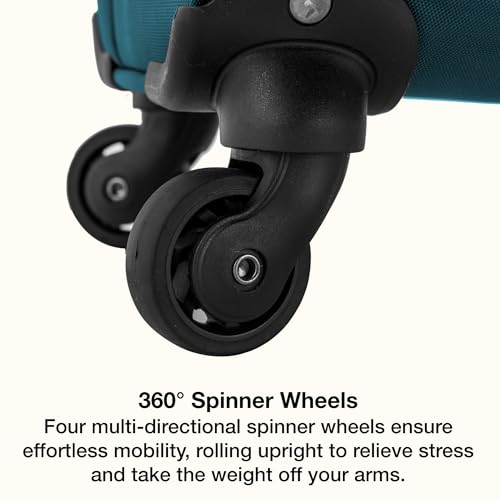 U.S. Traveler Anzio Softside Expandable Luggage with Spinner Wheels, Teal, 22-Inch Carry-on
