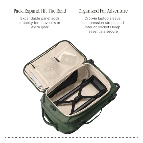 Eagle Creek Gear Warrior XE 2-Wheel Convertible Carry-On Luggage for Travel Essentials - Heavy Duty Wheels - Lockable Zippers - Interior Laptop Sleeve - Jungle Green - 21.75”