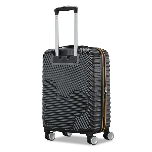 American Tourister Mickey Mouse Carry-On Luggage - Airline Approved, Durable Hardshell with RightHeight Adjustable Handle - Expands 1.5in - Roll Confidentially with Dual 360 Spinner Wheels