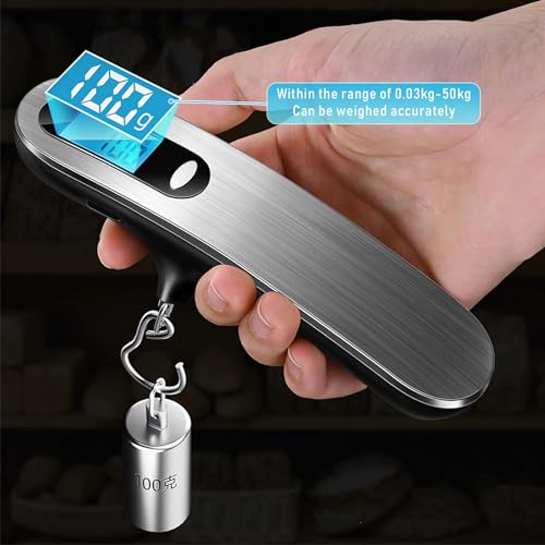 Casbomy Luggage Scale, NEW 2.0 Portable Digital Suitcase Weight Scale with USB Charging, 110 Lb/50kg Luggage Scale with Hook, Travel Scale for Travel, Household and Outdoor