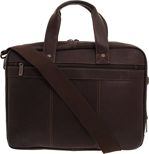 Kenneth Cole Reaction Full-Grain Colombian Leather Briefcase Expandable RFID 15.6" Laptop Computer Business Portfolio Shoulder Bag, Brown