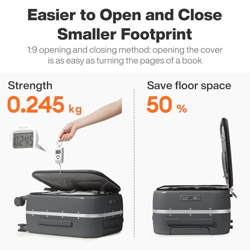 mixi 20 Inch Carry On Luggage 22x14x9 Airline Approved PC Hard Shell Suitcase Top Opening Aluminum Frame Travel Suitcases with Wheels, Rock Gray