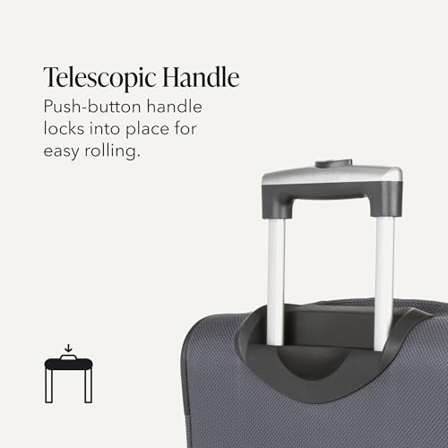 SWISSGEAR Sion Carry-On Spinner Luggage, Softside Expandable, Lightweight Suitcase, Dark Grey, 22.75-Inch