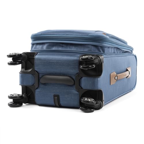 Travelpro Platinum Elite Softside Expandable Carry on Luggage, 8 Wheel Spinner Suitcase, USB Port, Suiter, Men and Women, Coastal Blue, Carry On 21-Inch