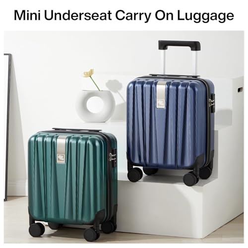 Hanke 14 Inch Underseat Carry On Luggage with Wheels Hard Shell Suitcases Lightweight Small Luggage for Weekender Mini Suitcase Carry On Bag Travel Luggage for Travel Rolling Suitcase.(Blackish Green)