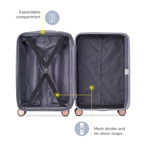 DELSEY PARIS Alexis Durable Luggage, Expandable Lightweight 4-Wheel Spinner, Easy Grip Handles for Smooth Mobility, TSA-Lock Incorporated, Men and Women, Platinum/Rose Gold, Carry-On 21-Inch