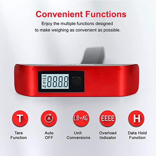travel inspira Luggage Scale, Portable Suitcase, Weighing Scales (Red)