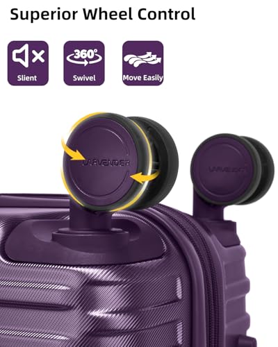 LARVENDER Carry on Luggage 22x14x9 Airline Approved, Expandable 20 Inch Hardside Suitcase with Wheels TSA Lock, PC+ABS Lightweight Carry on Suitcases for Women and Men, Royal Purple (20/DB/TB)