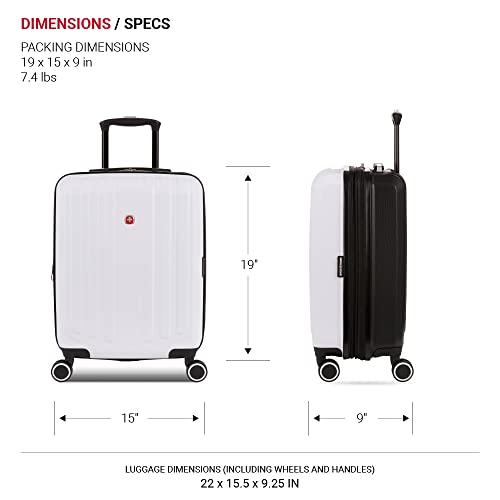 SwissGear Duet Expandable Luggage, Hard Shell Carry-On Luggage with Spinner Wheels