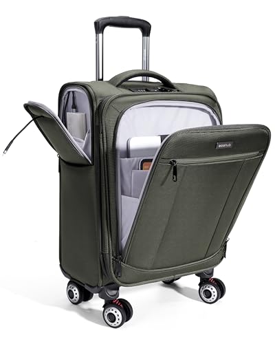 ECOHUB Carry On Luggage Airline Approved, 21 Inch Height Softside Carry On Suitcase with Spring Shock-Absorbing Spinner Wheels, Lightweight Travel Luggage with TSA Lock, Fits 22x14x9 Carry-On Bag