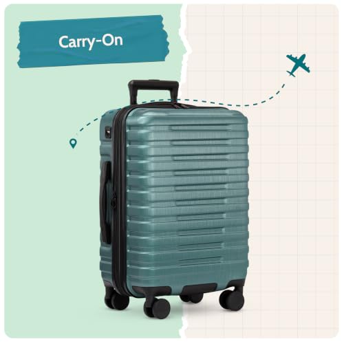 U.S. Traveler Boren Expandable Hardside Rugged Travel Luggage with 8 Spinner Wheels, Teal, Carry-on 22-Inch