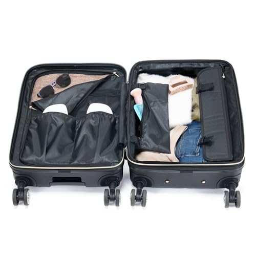 Kenneth Cole REACTION Madison Square Lightweight Hardside Chevron Expandable Spinner Luggage, Black, 20-Inch Carry On