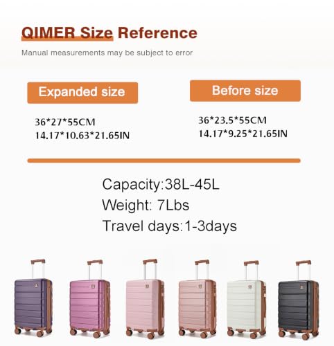 QIMER Carry on Luggage 20Inch Expandable Suitcase 22 * 14 * 9, Beige