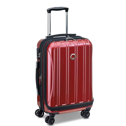 Delsey Luggage Helium Aero, International Carry On Luggage, 19", Front Pocket Hard Case Spinner Suitcase, Brick Red