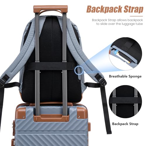 Cosbarn Carry On Luggage 22x14x9 Airline Approved, Hardside 20 Inch Carry on Suitcases with Wheels, Hard Shell ABS Lightweight Carry on Luggage Set, Travel Suitcase Set with TSA Lock, SkyBlue