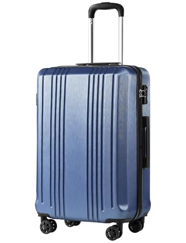 Coolife Luggage PC+ABS Hardshell Suitcase with TSA Lock, Spinner Carry On Lightweight (ice blue, S(20in_carry on))