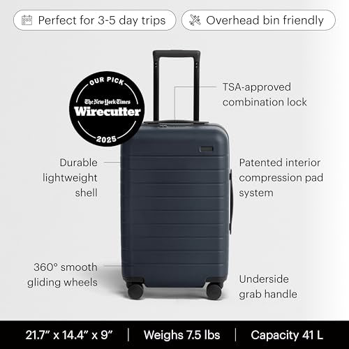 Away Carry-On Luggage - 22-Inch Lightweight Hardside Suitcase with 360° Spinner Wheels, Interior Compression System, TSA-Approved Lock - Navy Blue