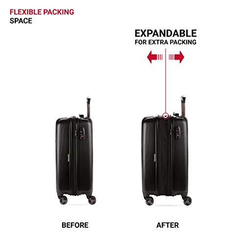 SwissGear 7272 Energie Expandable Hardside Luggage with Spinner Wheels and TSA Lock, Black, Carry-On 19-Inch