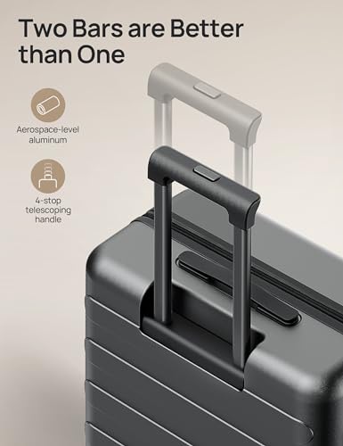 NINETYGO Carry On Luggage 22x14x9 Airline Approved, 20 Inch Luggage with Smooth Spinner Wheels, Expandable, Hard Shell PC Suitcase, Lightweight Travel Luggage, TSA Approved (Black, Rhine Max)