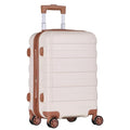 SUPER DEAL 21 Inch Carry On Luggage, Expandable Hardshell Spinner Suitcase with 360-Degree Wheels Height Adjustable Handle for Travel Business Trip, Cream White