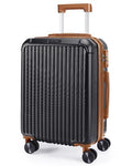 LIGHT FLIGHT Carry On Luggage 22x14x9 Airline Approved, Black and Brown