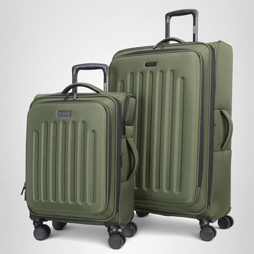 Kenneth Cole REACTION The Venturer 20-Inch Carry-On Lightweight Durable Softside 8-Wheel Spinner Cabin Size Luggage, Olive