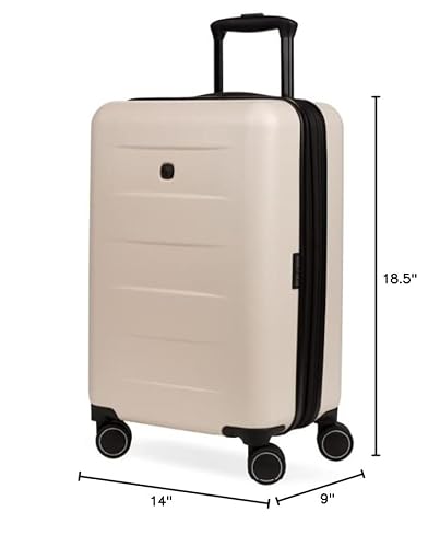 SwissGear 8020 Eclipse Hardside Expandable Luggage with Spinner Wheels, Cream, Carry-On 18-Inch