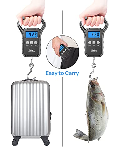 Meilen Fishing Scale,110lb/50kg Hanging Luggage Weigh Scale Unit with Backlit LCD Display, Suitcase Luggage Weigh Divice with Large Handle, Digital Postal Unit Fishing Gifts for Men